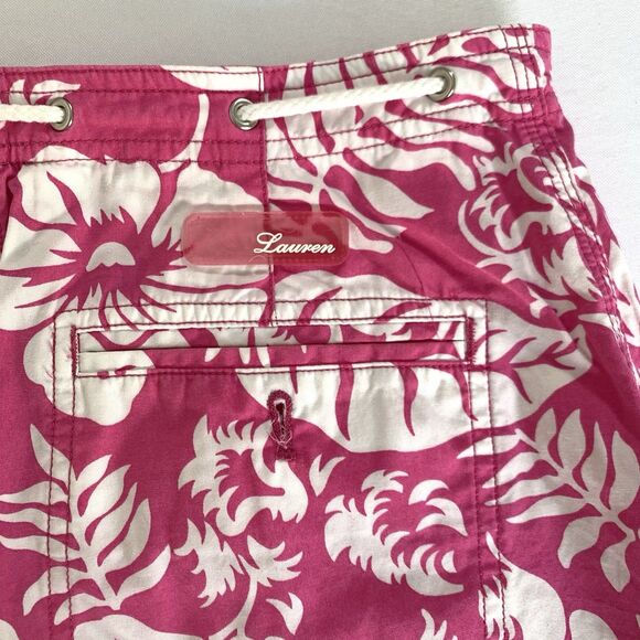 Vtg Lauren Ralph Lauren Capri Pant 6 Pink Hawaiian Floral Beach Barbie 90s Y2K - Picture 5 of 9